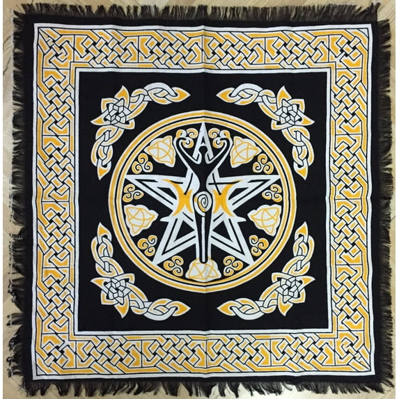 Indian Consigners Tarot Spread Altar Cloth Witchcraft Witchery Table Cloth Goddess Pentagram 18 Inches Table Cloth Star Wonderful Square Alter Yellow Wiccan
