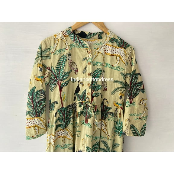 Indian Cotton Dress, Floral block Print Dress,Cotton Handmade Dress, Sketer Circle Dress,Flapper Dress, Blousen Dress, Long Dress