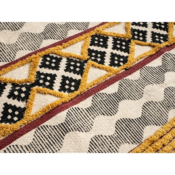 Indian Cotton Rug Living Room Rug Hand Block Printed Square Rug Outdoor Yoga Mat Geometric Yellow Throw Carpet Custom Rug