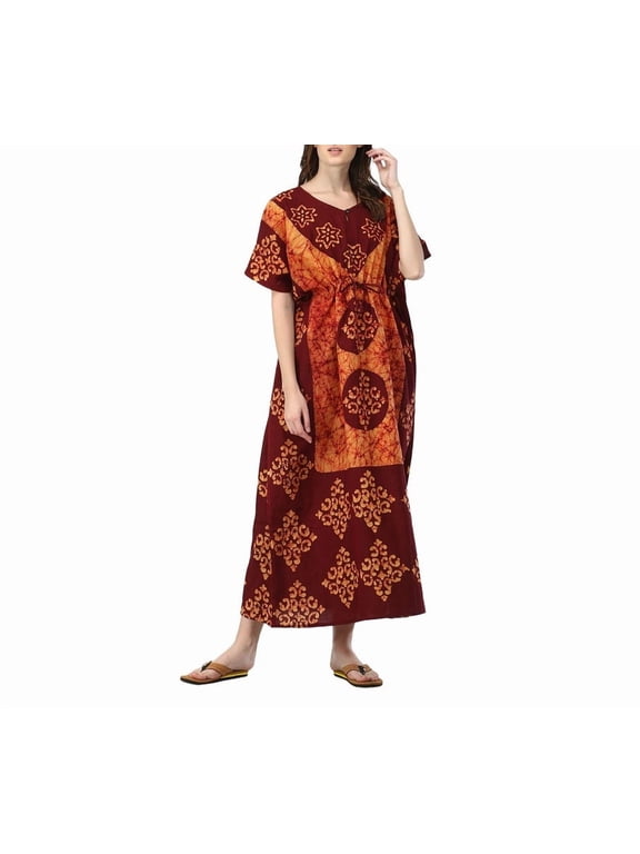 Women Batik Kaftan Cotton Night Suit Night Dress Long Caftan Nighty Maxi