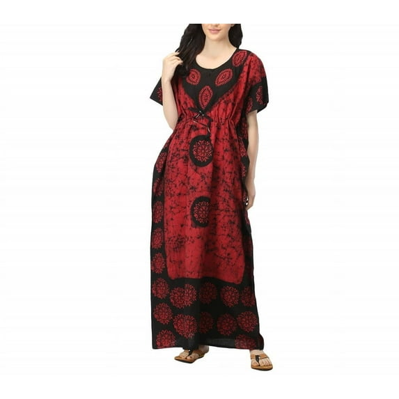 Indian Crafts Women Batik Kaftan Cotton Night Suit Night Dress Long Caftan Nighty Maxi