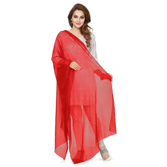 Indian Crafts Women Chiffon Solid Long Indian Traditional Dupatta Shawl Stole Chunni Scarf Wrap Stole