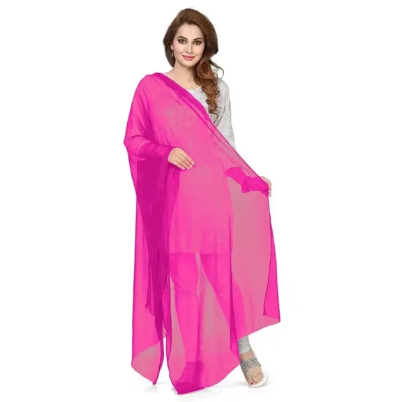 Indian Crafts Women Chiffon Solid Long Indian Traditional Dupatta Shawl Stole Chunni Scarf Wrap Stole