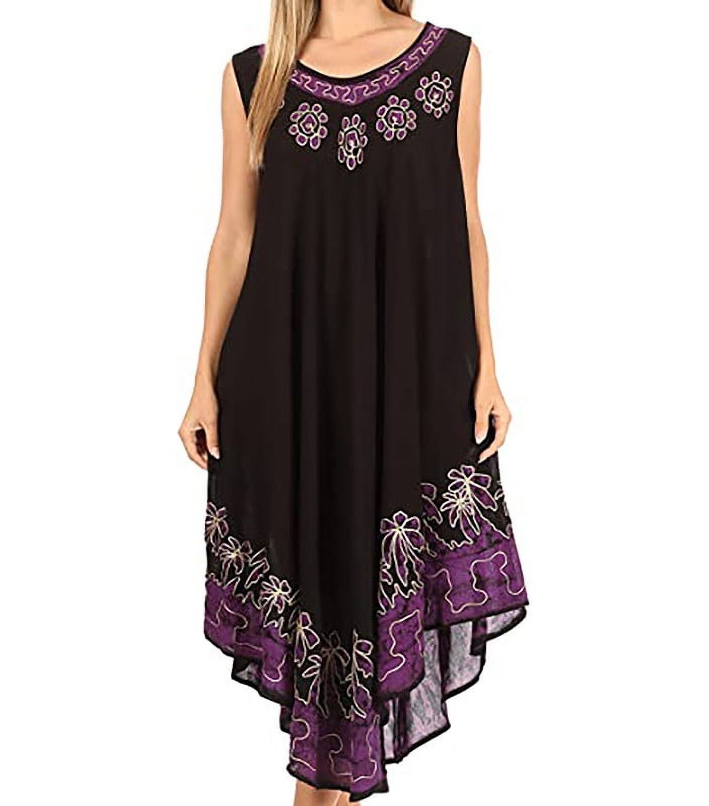 Ornamental Floral Indian Kaftan Night Dress in Red main image 0