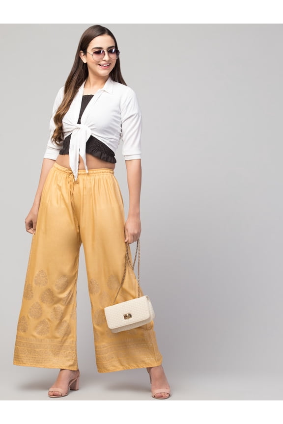 Women's Rayon Printed Palazzo Loose Fit Pants Trousers