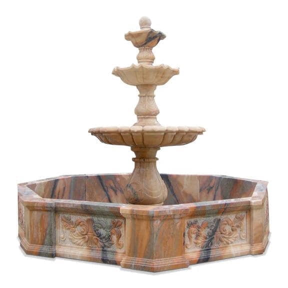Indian Designed Makrana Pink Strong Marble Handcarved Rainbow Natural Stone Three-Tier fountain Water Fountain for Outdoor Garden Home Decor