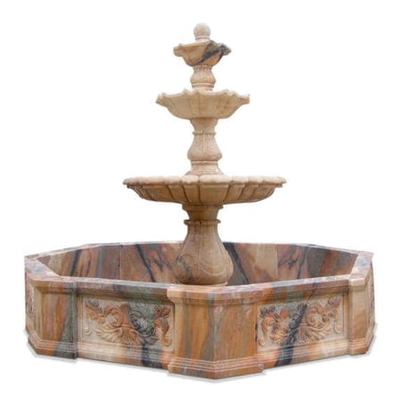 Indian Designed Makrana Pink Strong Marble Handcarved Rainbow Natural Stone Three-Tier fountain Water Fountain for Outdoor Garden Home Decor