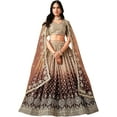 thumbnail image 1 of Indian Designer Luxurious Zari & Sequins Worked Wedding Wear Lehenga Choli Outfits ( Brown, XXS - 34 ), 1 of 6