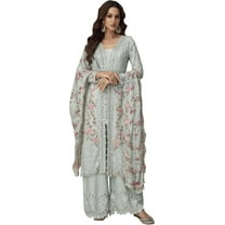 Indian Designer Ready to Wear Palazzo with Dupatta Dresses Stitched Pakistani Shalwar Kameez Suits ( Sky Blue, S - 38 )