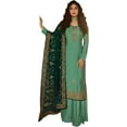 thumbnail image 1 of Indian Designer Salwar Kameez Stitched Women's Wear Pakistani Suits Palazzo Dress ( Green, 8XL - 58 ), 1 of 8