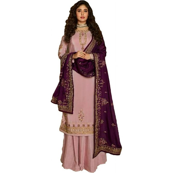 Indian Designer Salwar Kameez Stitched Women's Wear Pakistani Suits Palazzo Dress ( Pink, 3XL - 48 )