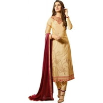 Indian Designer Shalwar Kameez Suits Pakistani Reception Wear Trouser Pant Dress ( Cream, M - 40 )