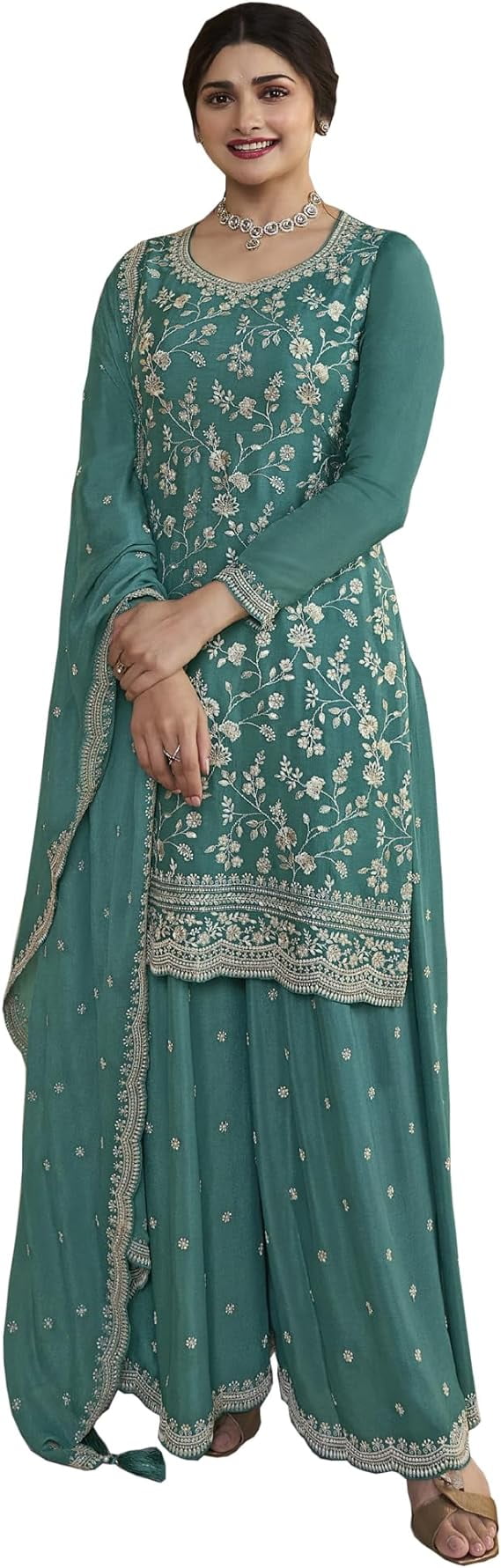 green emerald velvet dress Dress of Gharara for Sangeet