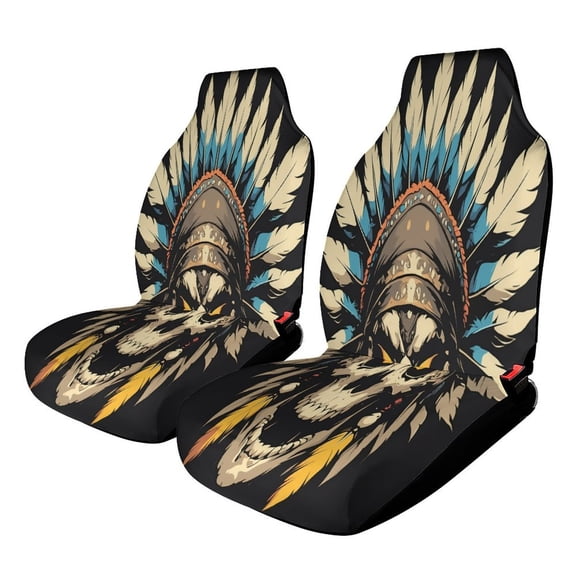 Indian Devil Skull Car Seat Covers Front Seats Universal Fit for Cars SUV Truck Auto Interior Accessories