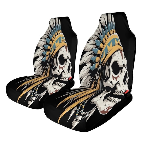 Indian Devil Skull Car Seat Covers Front Seats Universal Fit for Cars SUV Truck Auto Interior Accessories