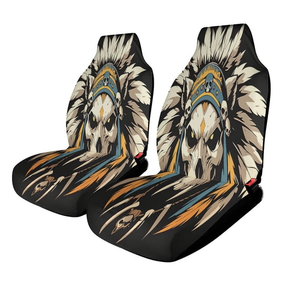 Indian Devil Skull Car Seat Covers Front Seats Universal Fit for Cars SUV Truck Auto Interior Accessories