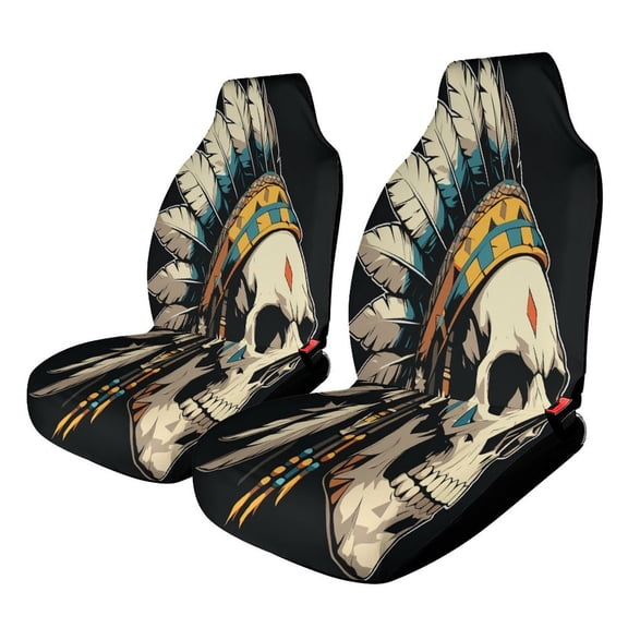 Indian Devil Skull Car Seat Covers Front Seats Universal Fit for Cars SUV Truck Auto Interior Accessories
