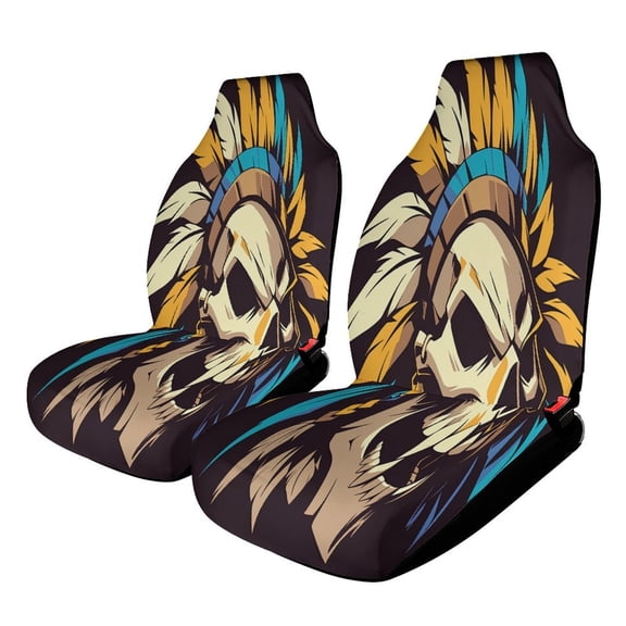 Indian Devil Skull Car Seat Covers Front Seats Universal Fit for Cars SUV Truck Auto Interior Accessories