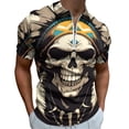 thumbnail image 1 of Indian Devil Skull Men Zipper T-shirt Summer Casual Short Sleeve T-shirt Top, 1 of 7