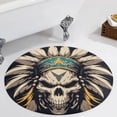 thumbnail image 1 of Indian Devil Skull Round Carpet Circle Rug Outdoor Patio Area Rug Washable Large Area Rugs Hallway Room Decor Fitness Mats, 1 of 8