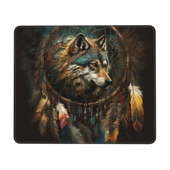 Indian Dream Wolf Vintage Mouse Pad Non-Slip Rubber Gaming Mousepad Rectangle for Computers Laptop 10 x 12 inch