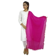 Indian Dupatta Neck Wrap Chiffon Blend Long Stole Chunni Throw Tassel Scarf