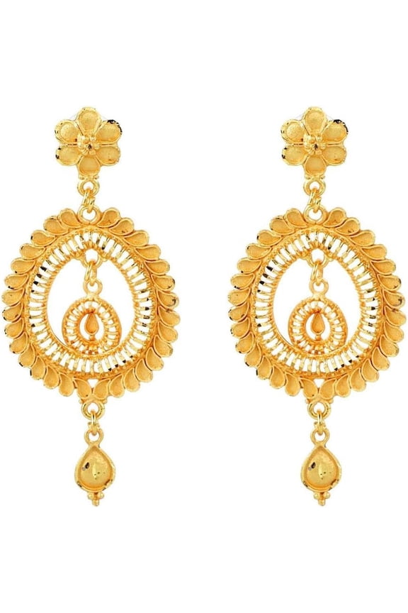 Indian Earrings for Women Gold Tone Dubai Style Earring Set Indian Gold Tone Chandbali Dangle Earrings Set Indian Bridal Jewelry for Wedding Fashion Jewelry[n914]