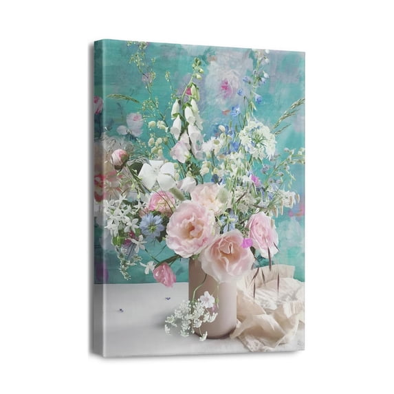 Indian Elegance 12x16 Framed Artwork of Daisy in Vase, Modern Bathroom and Bedroom Decor