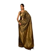 Indian Elegent Party wear ZARI BASE HANDLOOM WEAVING SILK Woman saree Blouse sari 1437