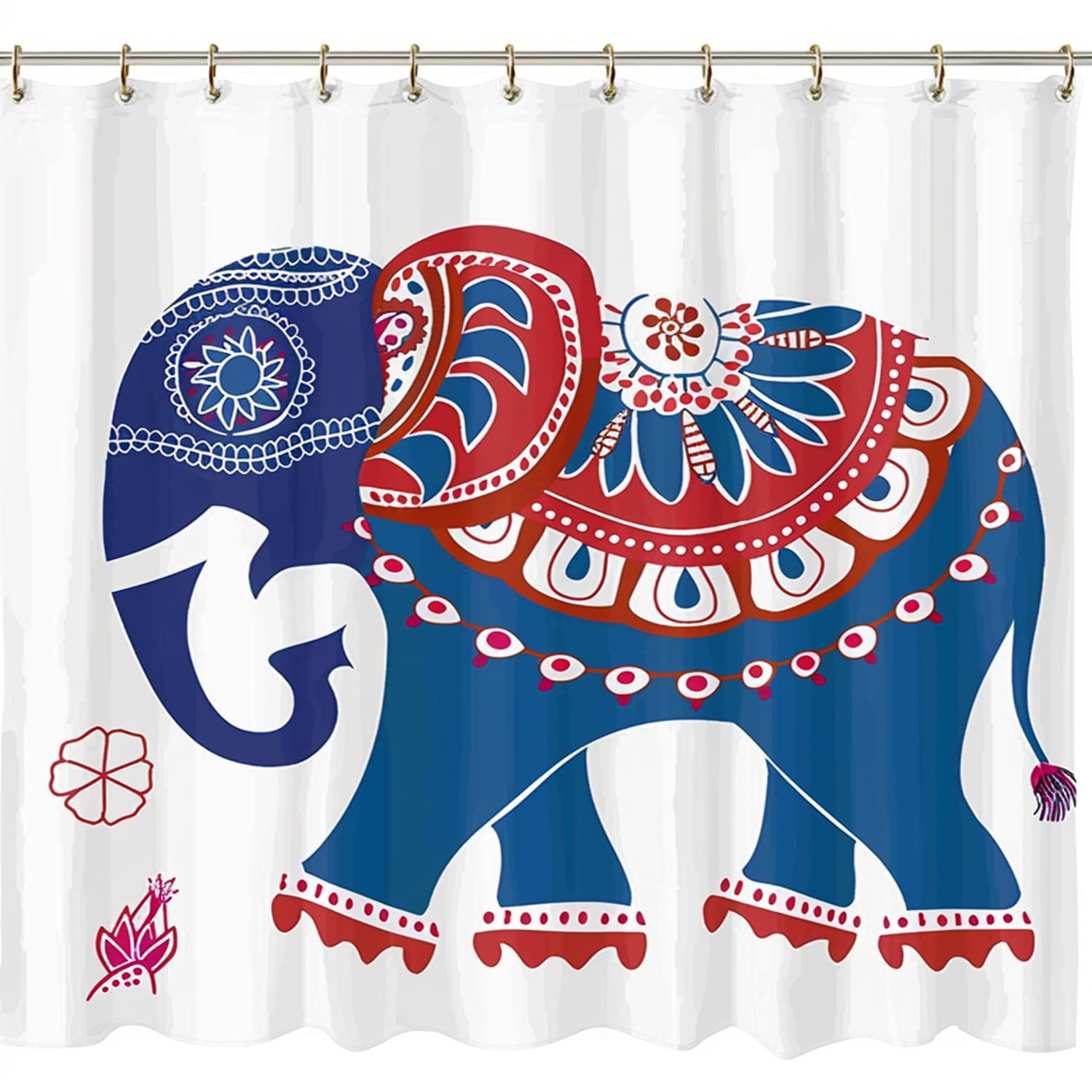 Indian Elephant Pattern Shower Curtain Cute Cartoon Design for Bathroom ...