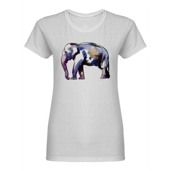 Indian Elephant Watercolor Shaped T-Shirt Women -Image by Shutterstock, Female XX-Large