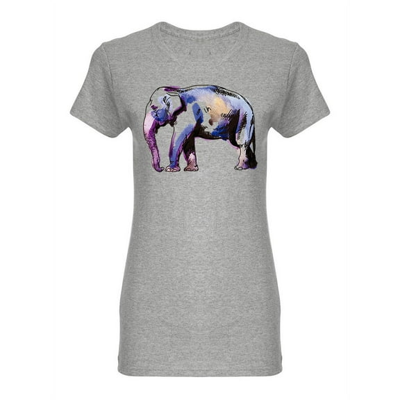 Indian Elephant Watercolor Shaped T-Shirt Women -Image by Shutterstock, Female x-Large