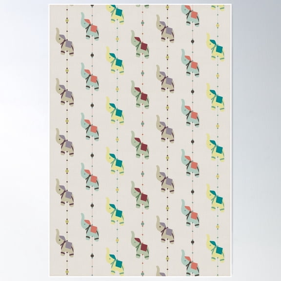 Indian Elephants Poster Wall Art, Modern Wall Decor For Living Room Bedroom, 8x12 UNFRAMED