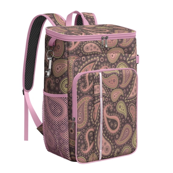 Indian Ethnic Paisley Ornament Insulated Cooler Backpack - 20L Capacity, Holds 26 Cans, Perfect for Parties & Outdoor Activities