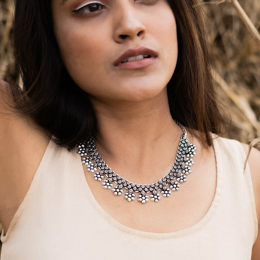 Indian Ethnic Silver Oxidised Choker Necklace Lebanon Ubuy