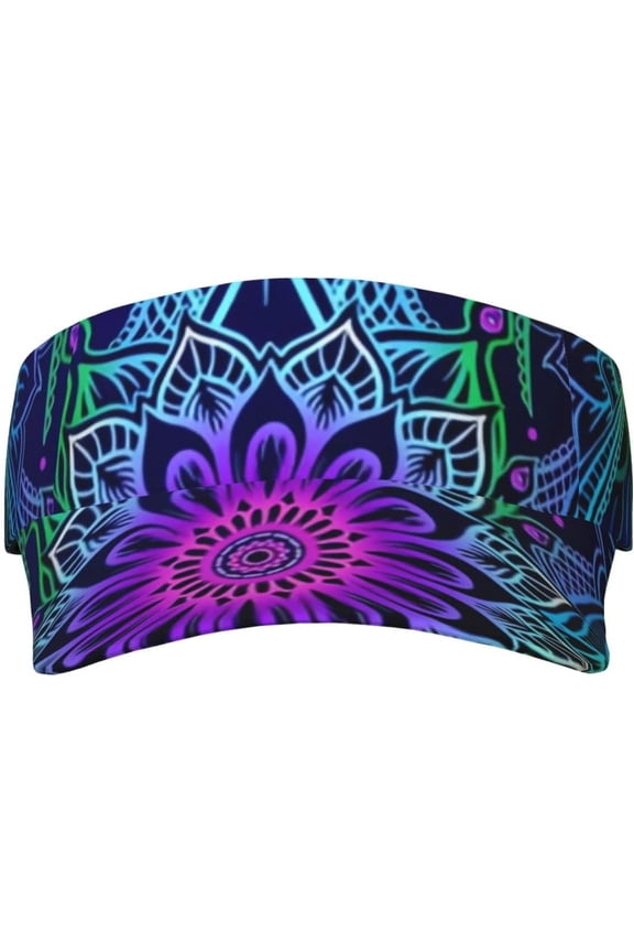 Indian Fatima Hamsa Hand Evil Eye Mandala Sun Visor Hats,Daily Wear Gardening Adjustable Baseball Hat Black Unisex