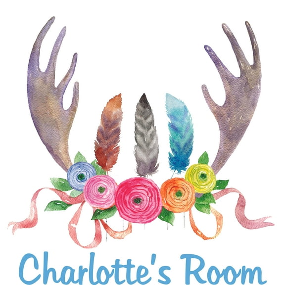 Indian Feathers Head Band Colorful Customized Wall Decal Custom Vinyl Wall Art Personalized Name - Baby Girls Boys Kids Nursery Bedroom Wall Decal Room Decor Wall Stickers Decoration Size (40x40 inch)