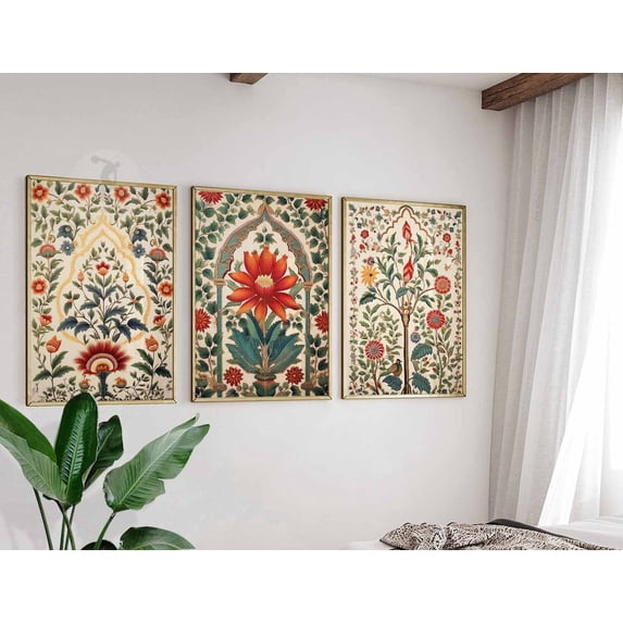 Indian Floral Indian Decor Floral Wall Art Traditional Indian Art ...