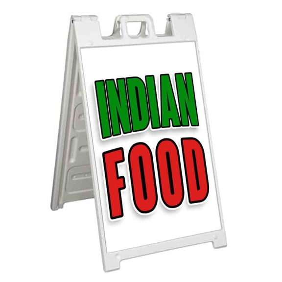 Indian Food (24" X 36") Standard A-Frame Signicade, Includes Decal Applied To Stand