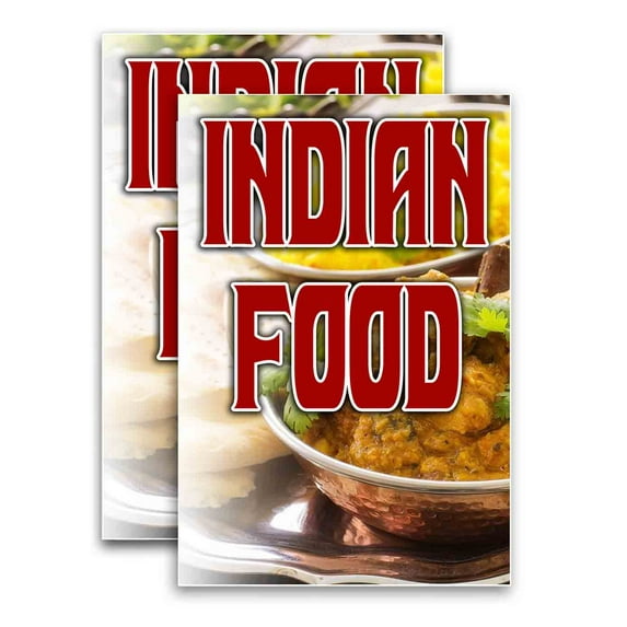 Indian Food (24" X 36") Vinyl Decal Only (Pack of 2) |Sign|Sticker|Poster