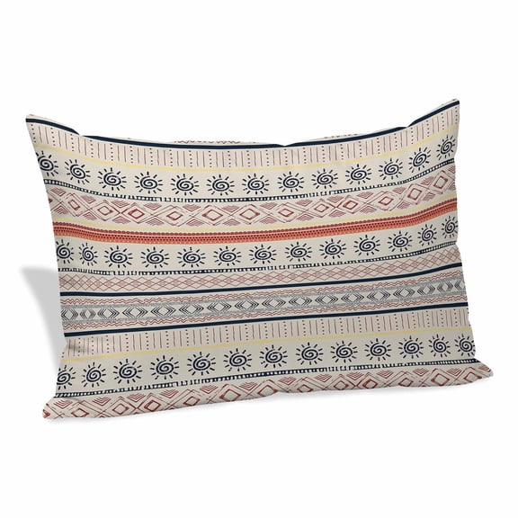 Indian Geometric Pillow Covers 16x24 Inch, Lines Dots Sun Soft Brushed Throw Pillow Covers with Hidden Zipper Hand Drawn Overlay Decorative Pillowcase for Bedroom Sofa Couch
