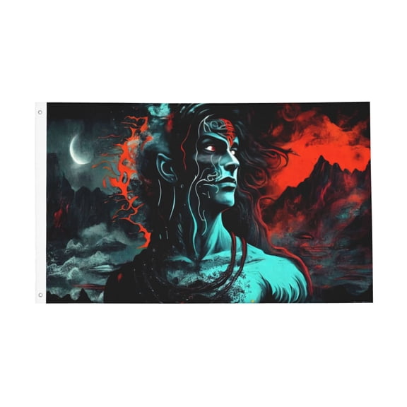 Indian God Shiva Flag 3x5 Ft Outdoor Indoor With Grommet Garden Yard Banner Decorative Sign