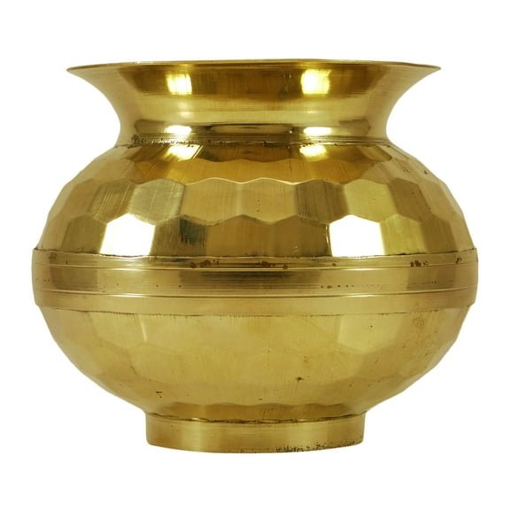 Indian Gold Tone Brass Lota Prayer Temple Pooja Kalash Water Storage Pot