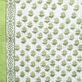 thumbnail image 1 of Indian Green Flower Print Hand Black Print Kantha Quilt Throw Blanket Bedspread Single Size Cotton, 1 of 4