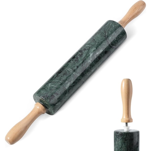 Indian Green Marble Rolling Pin, Non-Stick Stone Dough Roller, 18 Inch Rolling Pin for Baking,Pasta, Dumpling, Ravioli, Fondant,Pie Crust, Kitchen Baking Pastry Tools, Kitchen Essential