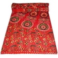 thumbnail image 1 of Indian Hand Block Mandala Print Kantha Quilt Queen Kantha Throw Blanket Cotton Bedspread Boho Quilt Vintage Gudari Kantha Quilts, 1 of 3