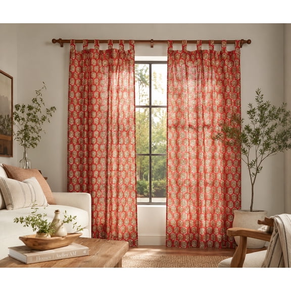Indian Hand Block Print Pure Cotton Curtains Drape for Window Décor- 108 x42 inch