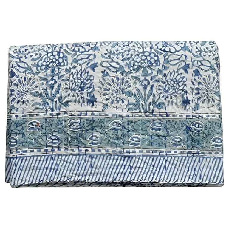 Indian Hand Block Print Queen Kantha Quilt Cotton Kantha Throw