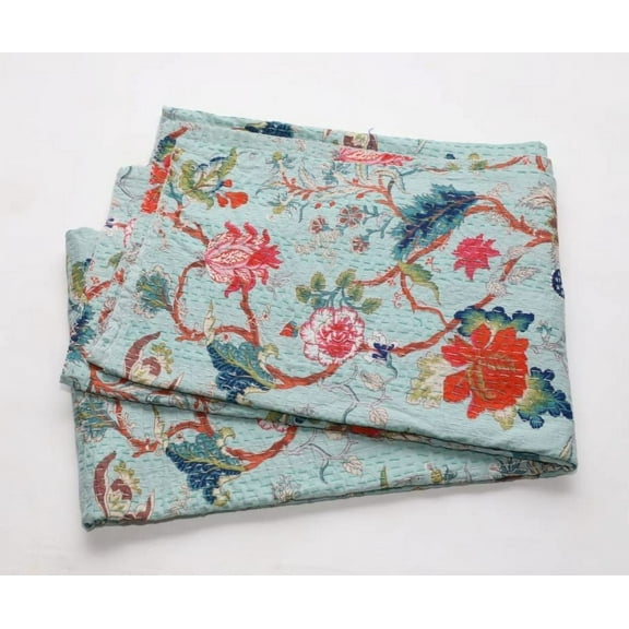 Indian Hand Block Print Quilt Cotton Kantha Quilts Handmade Quilt Kantha Throw Kantha Blanket Bedspread Throw Quilt King Size Quilt
