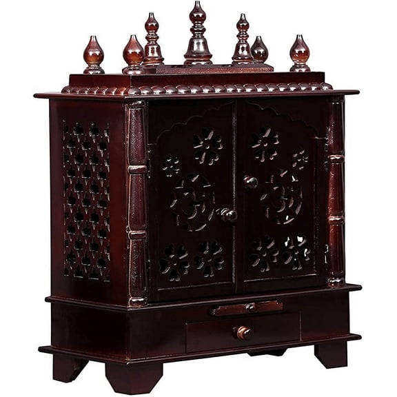 Indian Handicrafts Export Home Temple, Wooden Temple, Pooja Mandir for Home (Medium-18 X 12 X 24 (Wxdxh) Inch, Walnut)